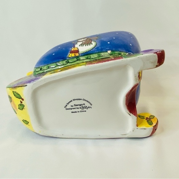 Sanyo The Sweet Shoppe Sleigh By Sue Zipkion Candy Dish Christmas Snowman - Picture 6 of 13